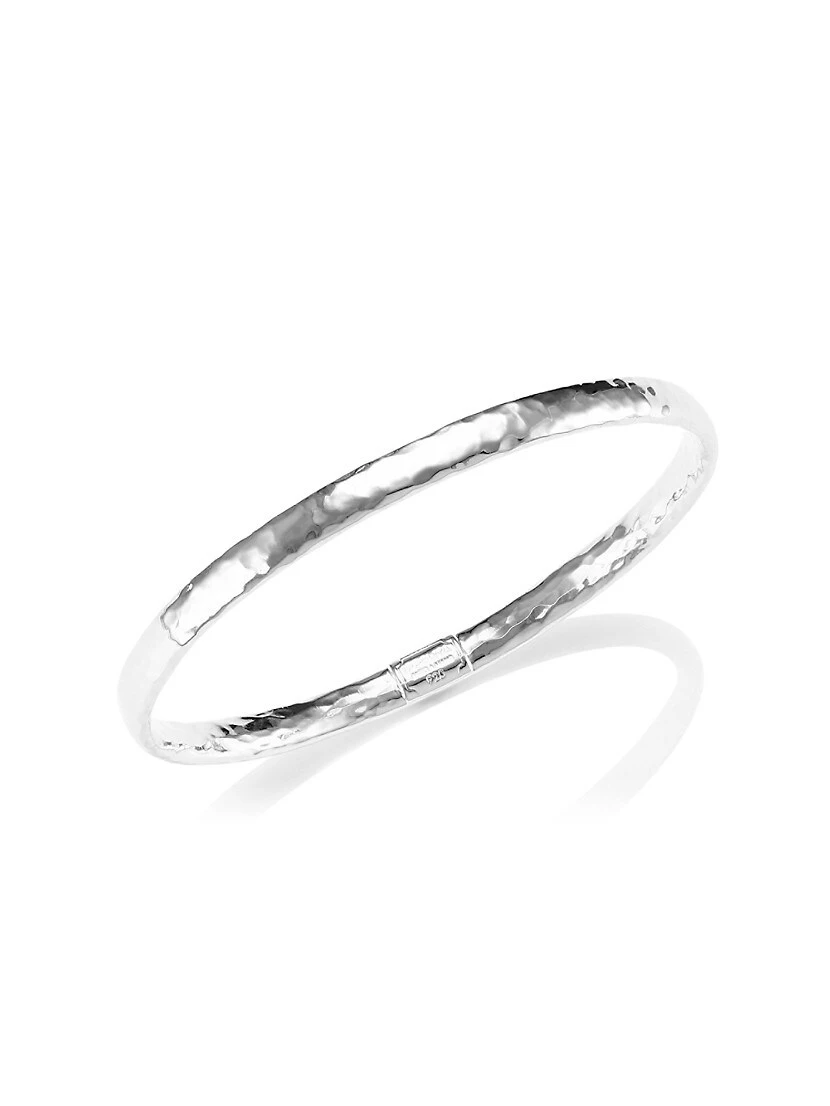 Classico Narrow Sterling Silver Flat Hammered Bangle Bracelet 3 Classico Narrow Sterling Silver Flat Hammered Bangle Bracelet