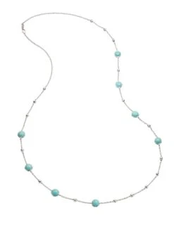 Lollipop Sterling Silver & Turquoise Ball And Stone Multi-Station Necklace