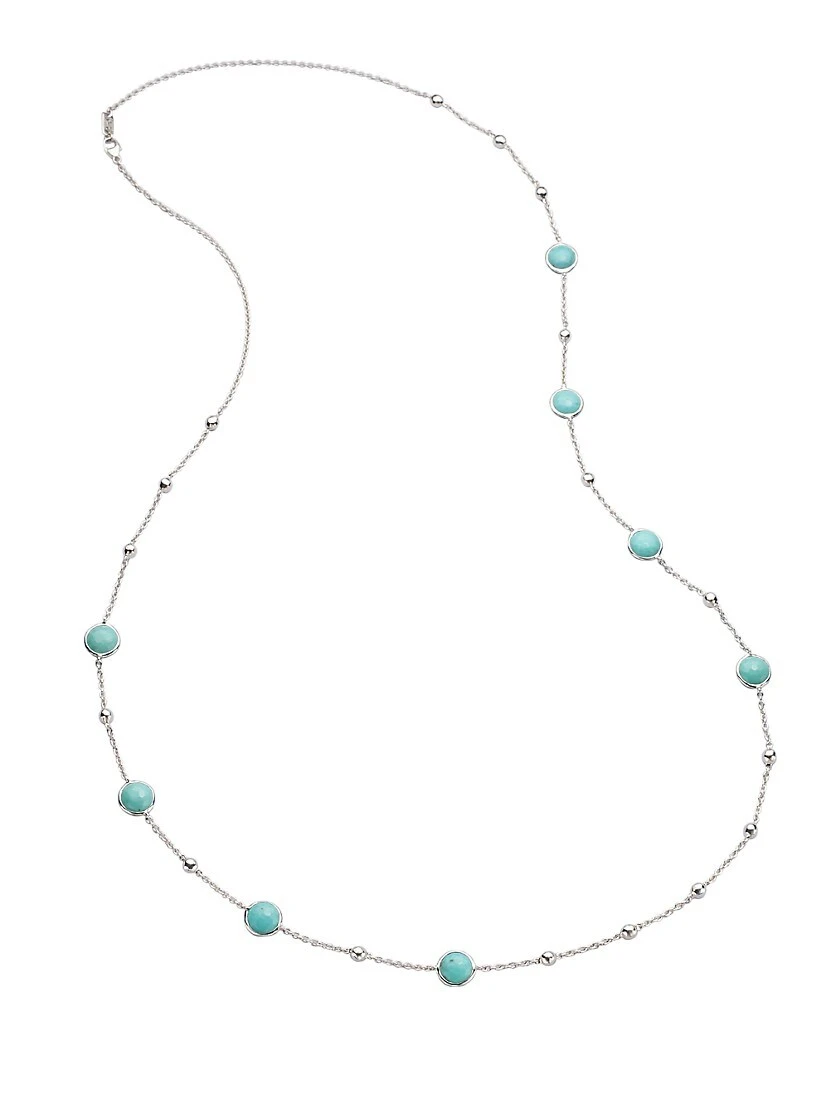 Lollipop Sterling Silver & Turquoise Ball And Stone Multi-Station Necklace 3 Lollipop Sterling Silver & Turquoise Ball And Stone Multi-Station Necklace