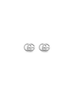 Gucci 18K White Gold Double G Earrings