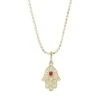 Diamond, Ruby & 14K Yellow Gold Hamsa Pendant 1 Diamond, Ruby & 14K Yellow Gold Hamsa Pendant -Fashion Jewelry & Accessories 0441683257464 GOLD
