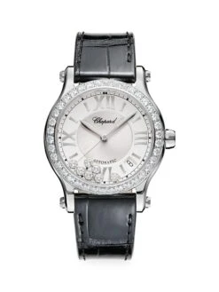 Chopard Happy Sport Stainless Steel, Diamond & Alligator-Strap Watch