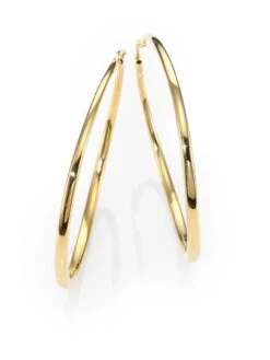 18K Yellow Gold Hoop Earrings/2.25"