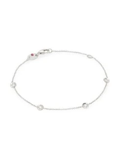 Tiny Treasures 18K White Gold & Diamond Bezel Station Bracelet