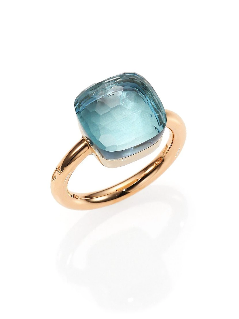 Pomellato Nudo 18K Rose Gold & Blue Topaz Square Ring 3 Pomellato Nudo 18K Rose Gold & Blue Topaz Square Ring
