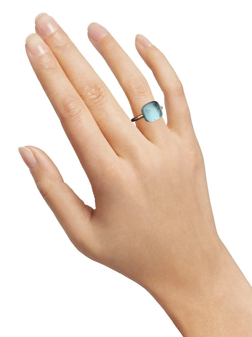 Pomellato Nudo 18K Rose Gold & Blue Topaz Square Ring 4 Pomellato Nudo 18K Rose Gold & Blue Topaz Square Ring - Image 2