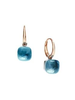 Pomellato Nudo Petit Two-Tone 18K Gold & Sky Blue Topaz Drop Earrings