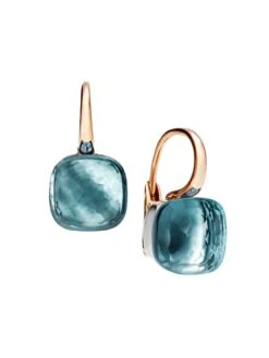 Pomellato Nudo Blue Topaz & 18K Rose Gold Leverback Earrings