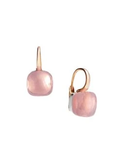 Pomellato Nudo Two-Tone 18K Gold & Rose Quartz Drop Earrings