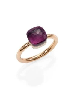 Pomellato Nudo 18K Rose Gold & Amethyst Petite Square Ring