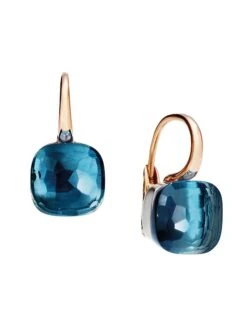 Pomellato Nudo Two-Tone 18K Gold & London Blue Topaz Drop Earrings