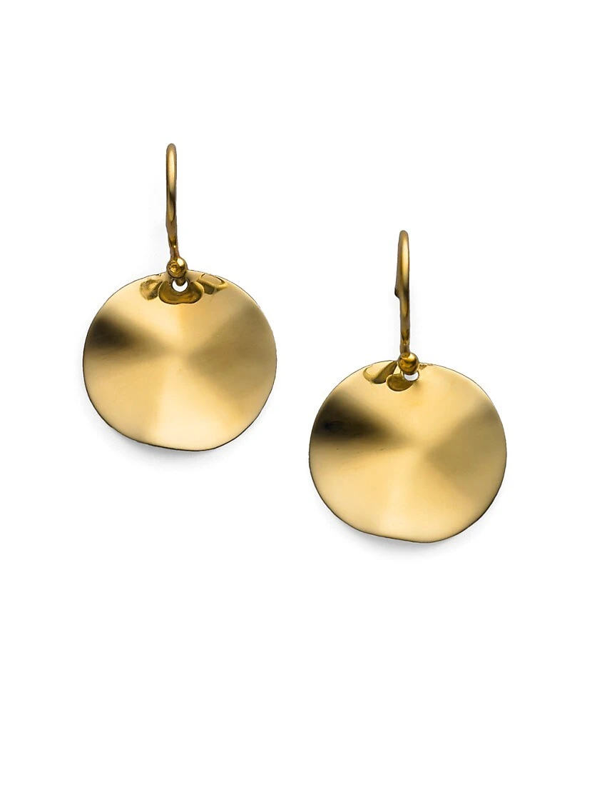 Glamazon Sculptural Metal 18K Yellow Gold Mini Wavy Disc Drop Earrings 3 Glamazon Sculptural Metal 18K Yellow Gold Mini Wavy Disc Drop Earrings