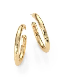 Classico Small 18K Yellow Gold Hammered Hoop Earrings