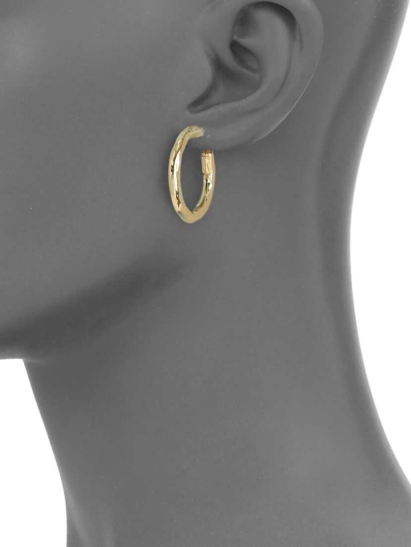 Classico Small 18K Yellow Gold Hammered Hoop Earrings 4 Classico Small 18K Yellow Gold Hammered Hoop Earrings - Image 2