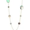 Polished Rock Candy 18K Yellow Gold & Black Shell Circle Oval Station Necklace