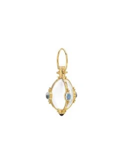 Classic Rock Crystal, Royal Blue Moonstone & 18K Yellow Gold Charm