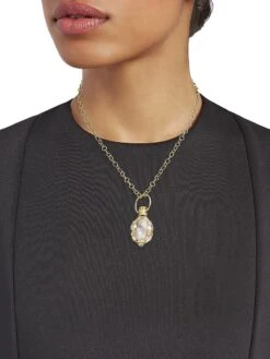 Classic Rock Crystal, Royal Blue Moonstone & 18K Yellow Gold Charm -Fashion Jewelry & Accessories 0482725598121 YELLOWGOLD A2