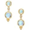 Royal Blue Moonstone, Diamond & 18K Yellow Gold Double-Drop Earrings 2 Royal Blue Moonstone, Diamond & 18K Yellow Gold Double-Drop Earrings -Fashion Jewelry & Accessories 0482739498059 YELLOWGOLD