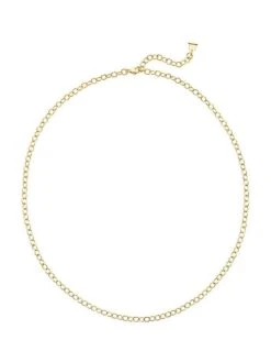 18K Yellow Gold Extra-Small Oval Link Necklace Chain/18"