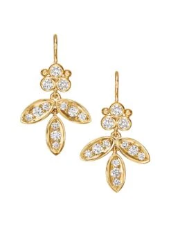 Foglia Diamond & 18K Yellow Gold Earrings