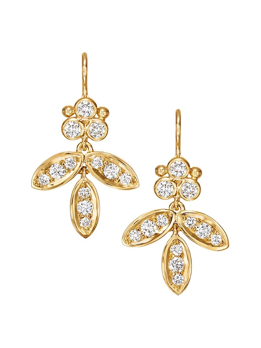 Foglia Diamond & 18K Yellow Gold Earrings 3 Foglia Diamond & 18K Yellow Gold Earrings