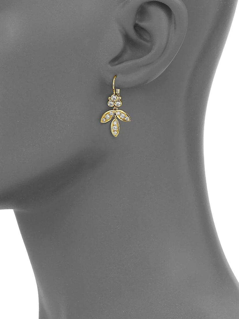 Foglia Diamond & 18K Yellow Gold Earrings 4 Foglia Diamond & 18K Yellow Gold Earrings - Image 2