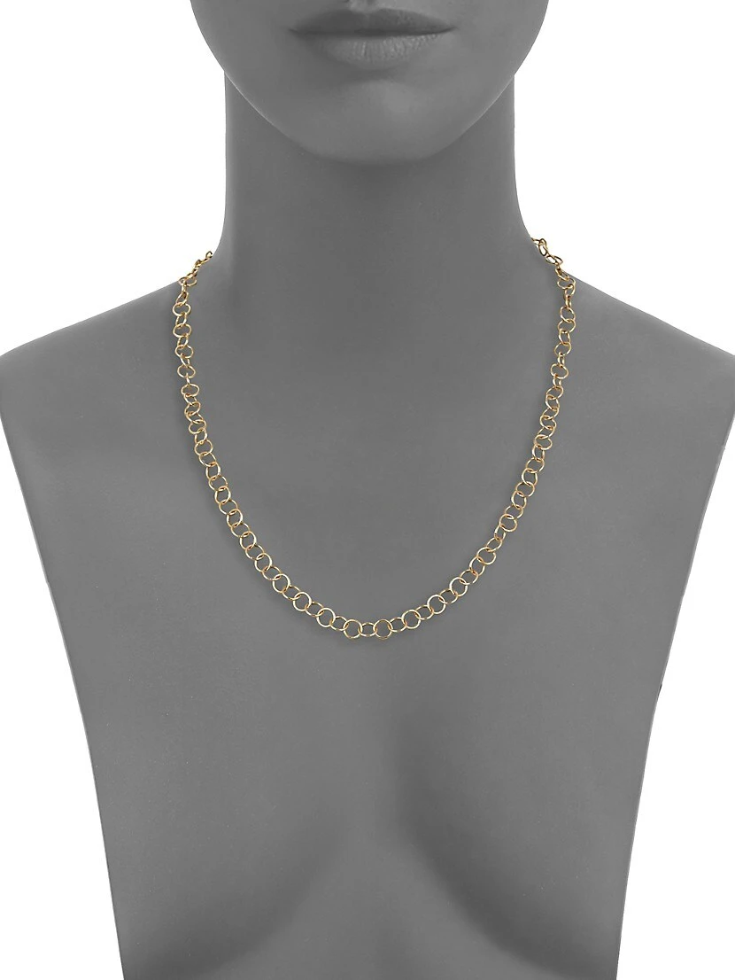 18K Yellow Gold Round Link Necklace Chain 4 18K Yellow Gold Round Link Necklace Chain - Image 2